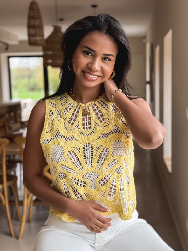 Blouse en crochet Robie - Jaune