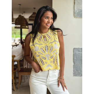 Blouse en crochet Robie - Jaune