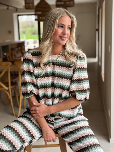 Blouse Amalyna - Vert/Rose