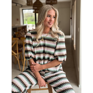 Blouse Amalyna - Vert/Rose