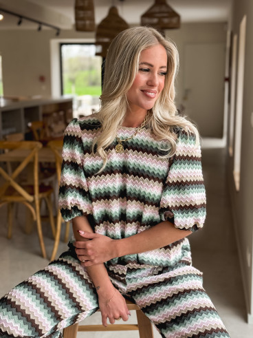 Blouse Amalyna - Vert/Rose