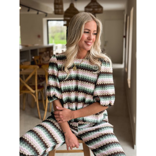 Blouse Amalyna - Vert/Rose