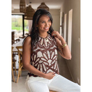 Blouse en crochet Robie - Chocolat