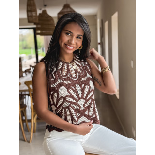 Blouse en crochet Robie - Chocolat