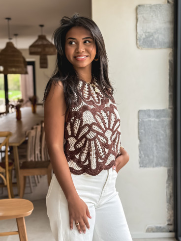 Blouse en crochet Robie - Chocolat Blouse en crochet Robie - Chocolat