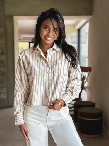 Chemise lignée Malou - Beige/Jaune