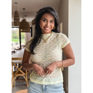 Blouse en dentelle Eloah - Jaune