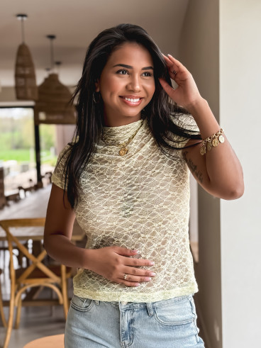 Blouse en dentelle Eloah - Jaune