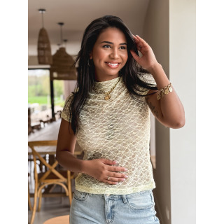 Blouse en dentelle Eloah - Jaune