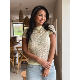 Blouse en dentelle Eloah - Jaune