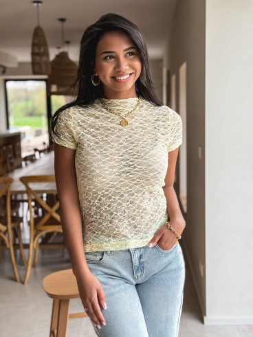 Blouse en dentelle Eloah - Jaune