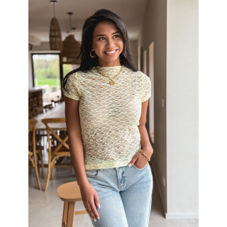 Blouse en dentelle Eloah - Jaune