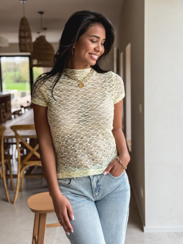 Blouse en dentelle Eloah - Jaune