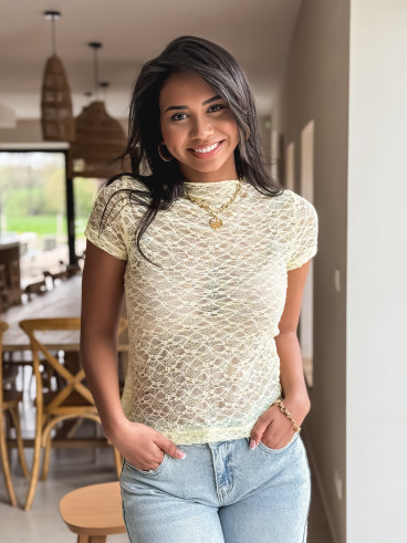 Blouse en dentelle Eloah - Jaune