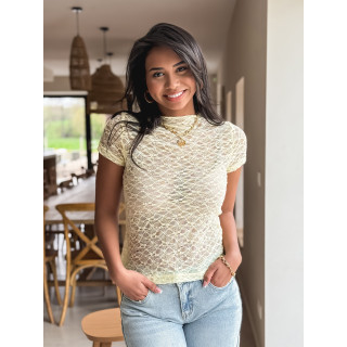 Blouse en dentelle Eloah - Jaune