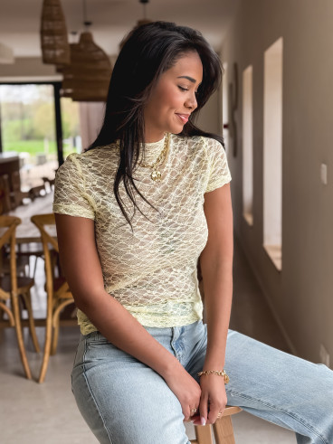 Blouse en dentelle Eloah - Jaune