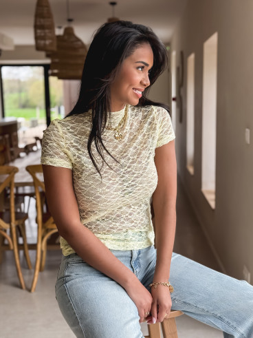 Blouse en dentelle Eloah - Jaune