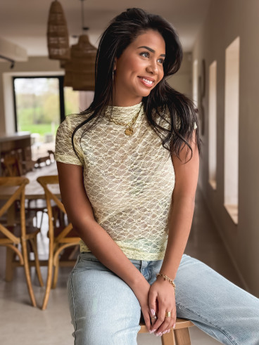 Blouse en dentelle Eloah - Jaune