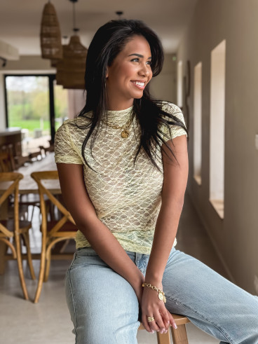 Blouse en dentelle Eloah - Jaune