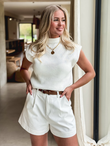 Blouse sans manches Lydie - Blanc