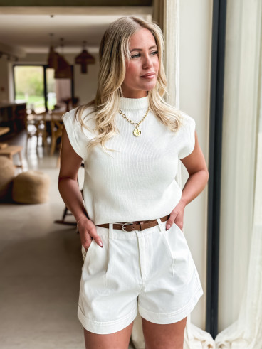 Blouse sans manches Lydie - Blanc