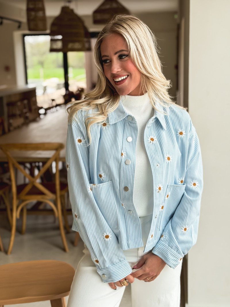 Veste à fleurs Amsterdam - bleu