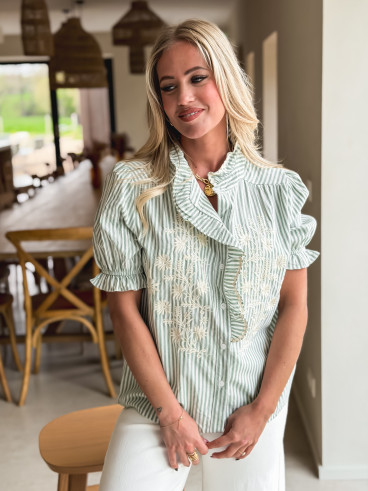 Chemisier ligné Leïka - Vert