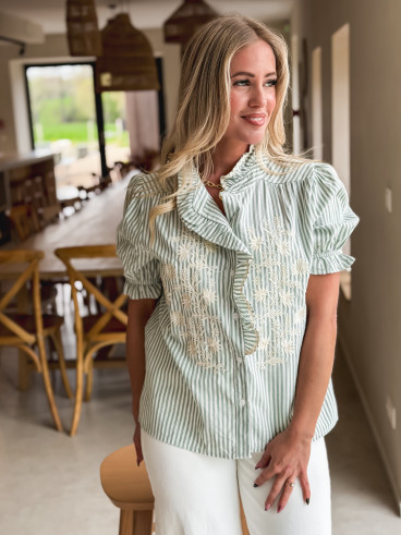 Chemisier ligné Leïka - Vert