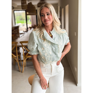 Chemisier ligné Leïka - Vert