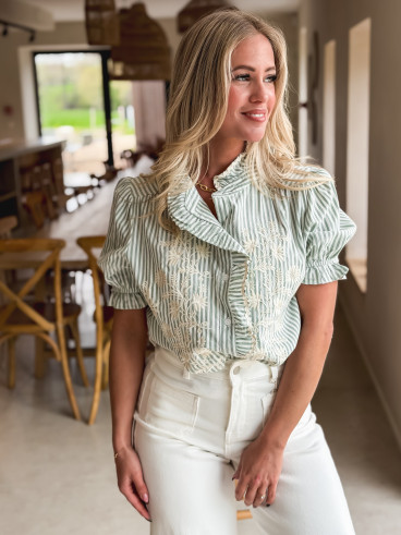 Chemisier ligné Leïka - Vert