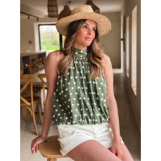 Blouse à pois Vanysia - Kaki