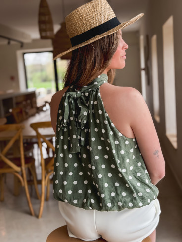 Blouse à pois Vanysia - Kaki