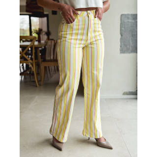 Pantalon ligné Amara - Jaune