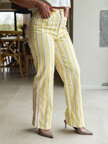 Pantalon ligné Amara - Jaune