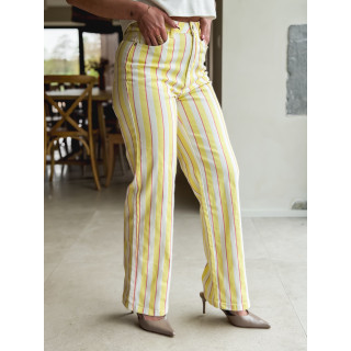 Pantalon ligné Amara - Jaune