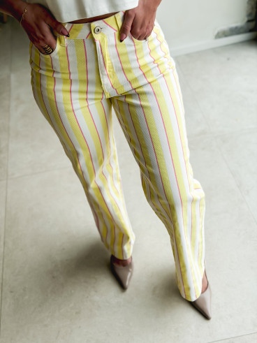 Pantalon ligné Amara - Jaune