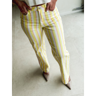 Pantalon ligné Amara - Jaune