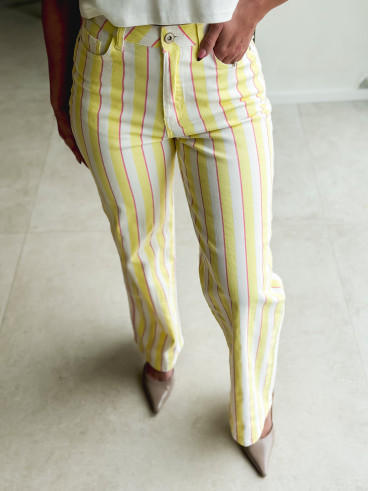 Pantalon ligné Amara - Jaune