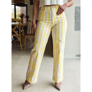 Pantalon ligné Amara - Jaune