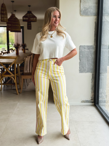 Pantalon ligné Amara - Jaune