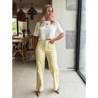 Pantalon ligné Amara - Jaune