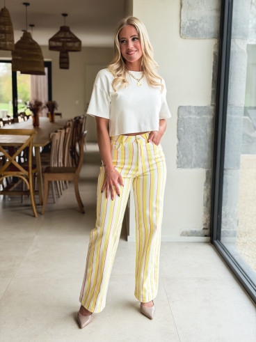 Pantalon ligné Amara - Jaune