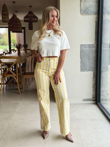 Pantalon ligné Amara - Jaune