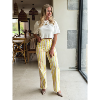 Pantalon ligné Amara - Jaune