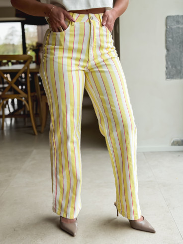 Pantalon ligné Amara - Jaune