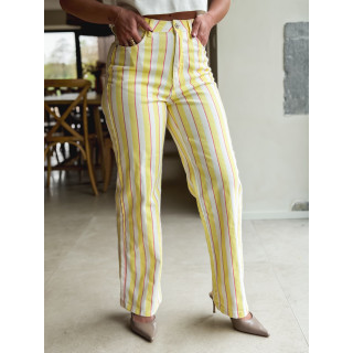 Pantalon ligné Amara - Jaune