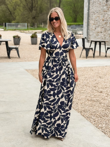 Robe longue à motifs Mirana - Bleu marine Robe longue à motifs Mirana - Bleu marine