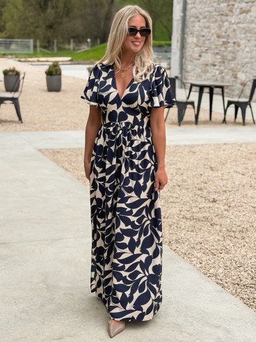 Robe longue à motifs Mirana - Bleu marine Robe longue à motifs Mirana - Bleu marine