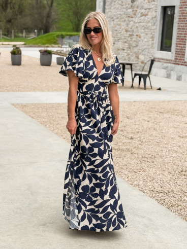 Robe longue à motifs Mirana - Bleu marine Robe longue à motifs Mirana - Bleu marine