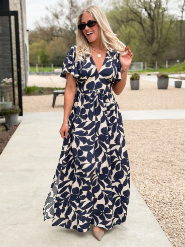 Robe longue à motifs Mirana - Bleu marine Robe longue à motifs Mirana - Bleu marine